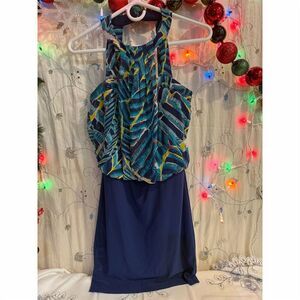 Bisou Bisou Women's Tropical Leaf Print Halter Dress Size 3 Multicolor